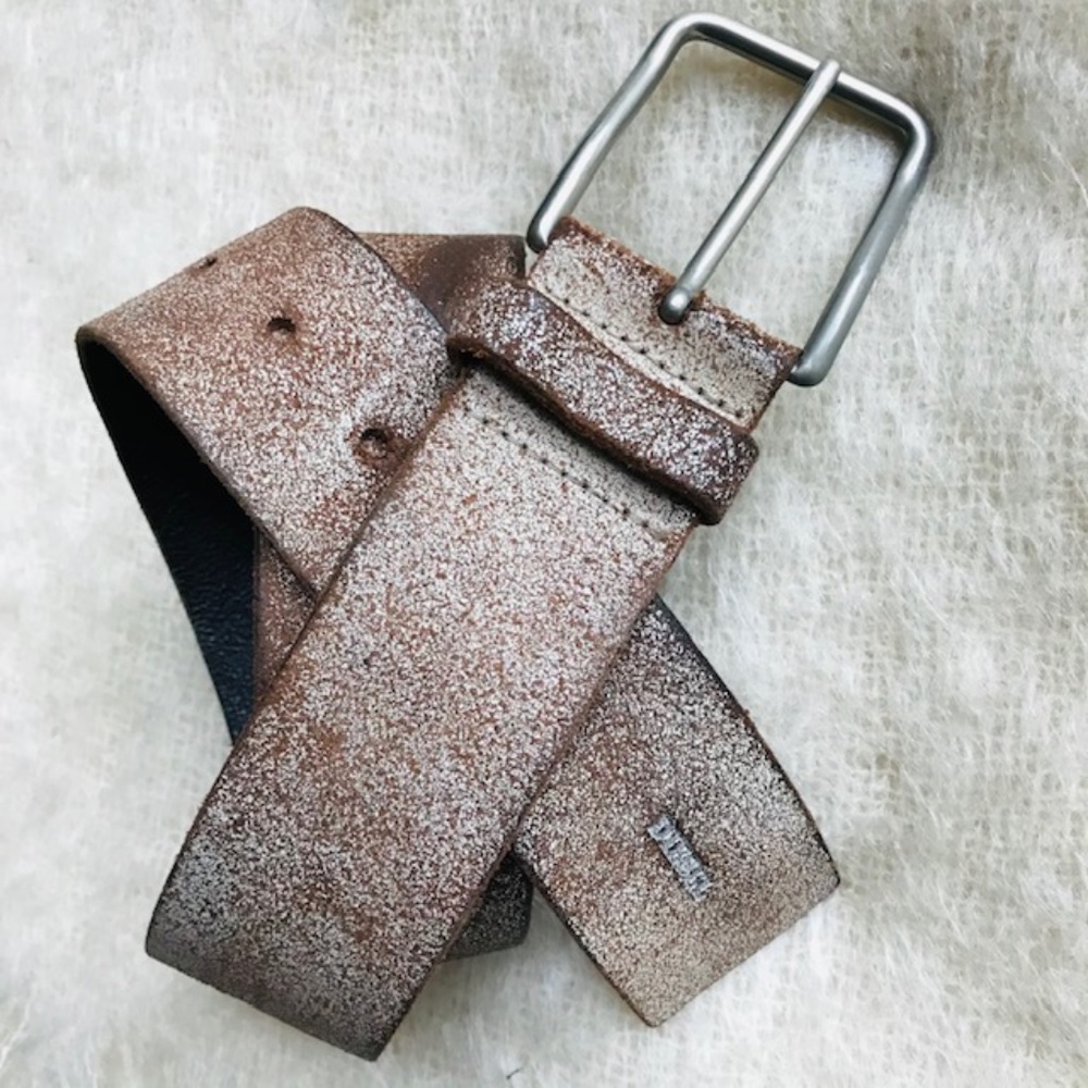 Diesel Distressed Leather Belt Made in Italy